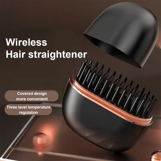 Portable Hair Straightening Comb Wireless Charging 2in1 Hair Styling Tool