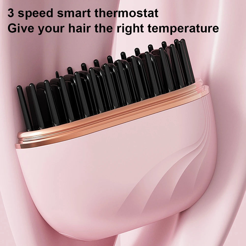 Portable Hair Straightening Comb Wireless Charging 2in1 Hair Styling Tool