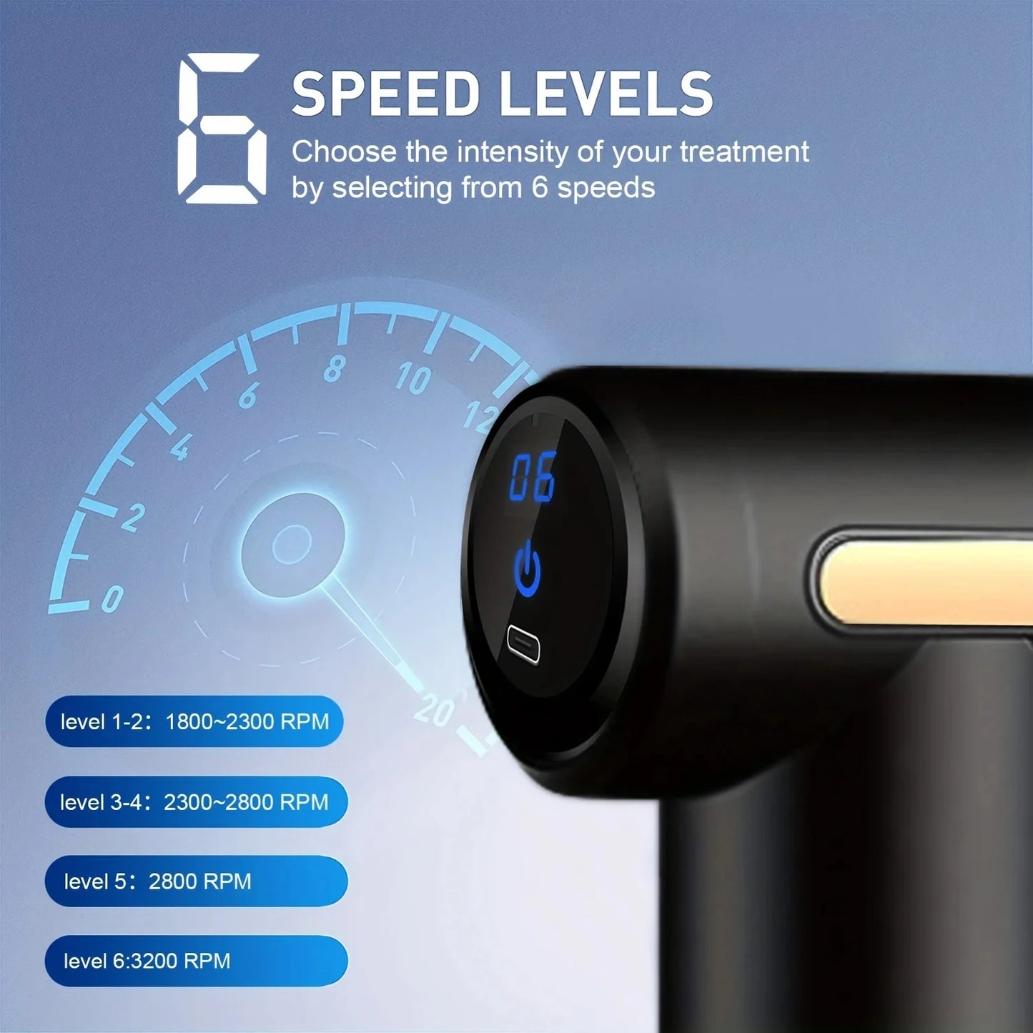 Portable Massage Gun Electric Massager Body Relaxation With LED Touch Screen