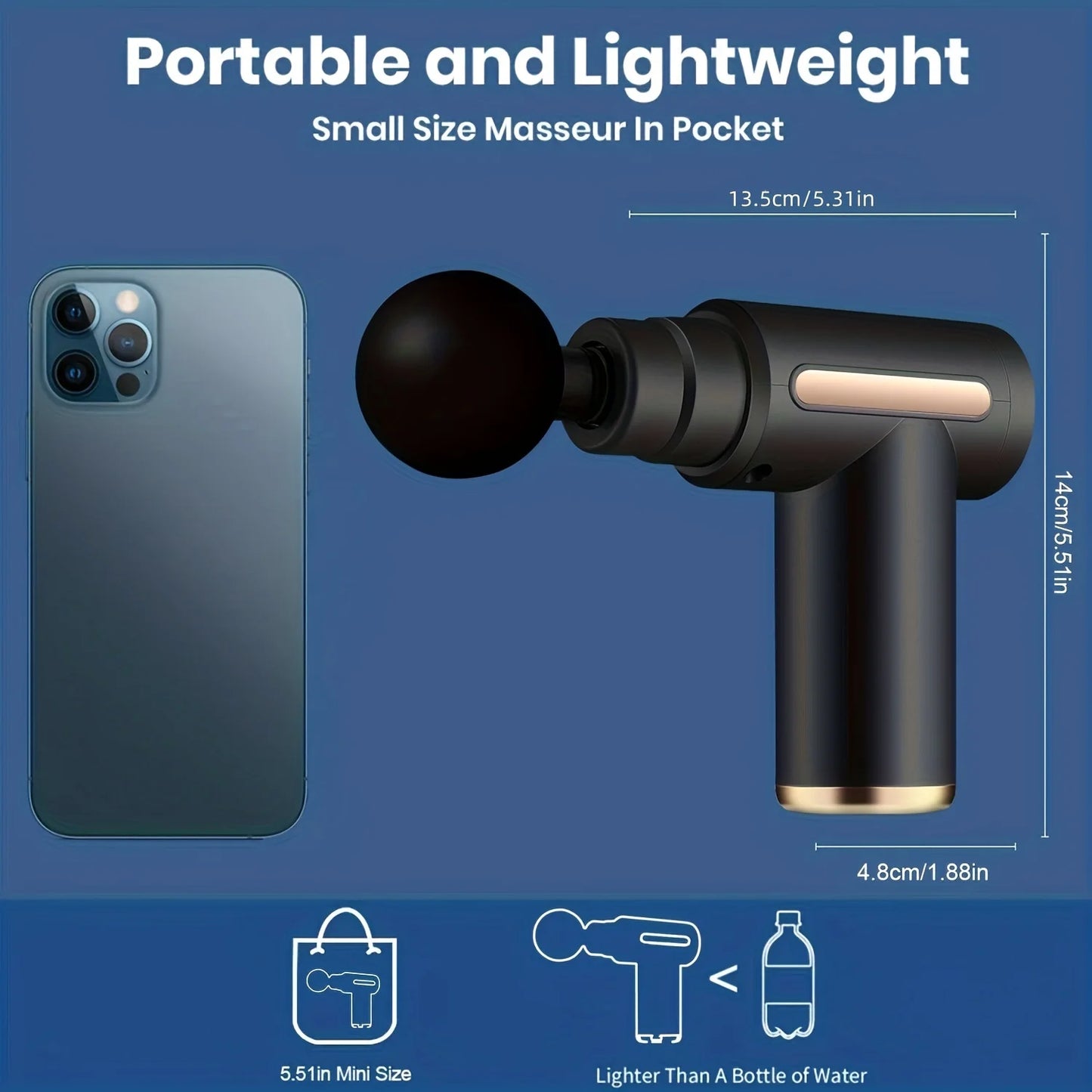 Portable Massage Gun Electric Massager Body Relaxation With LED Touch Screen