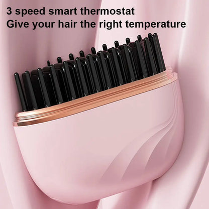 Portable Hair Straightening Comb Wireless Charging 2in1 Hair Styling Tool