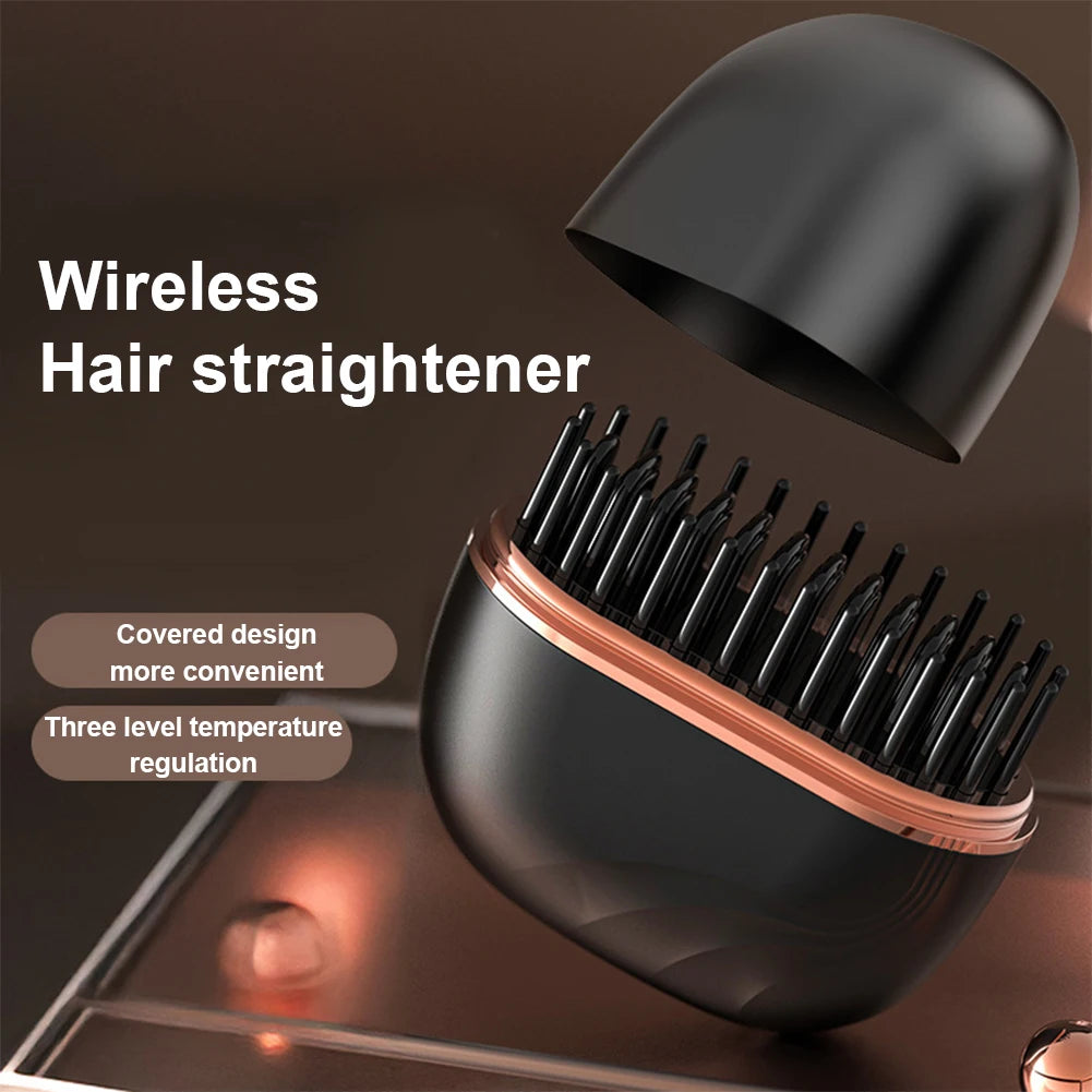 Portable Hair Straightening Comb Wireless Charging 2in1 Hair Styling Tool