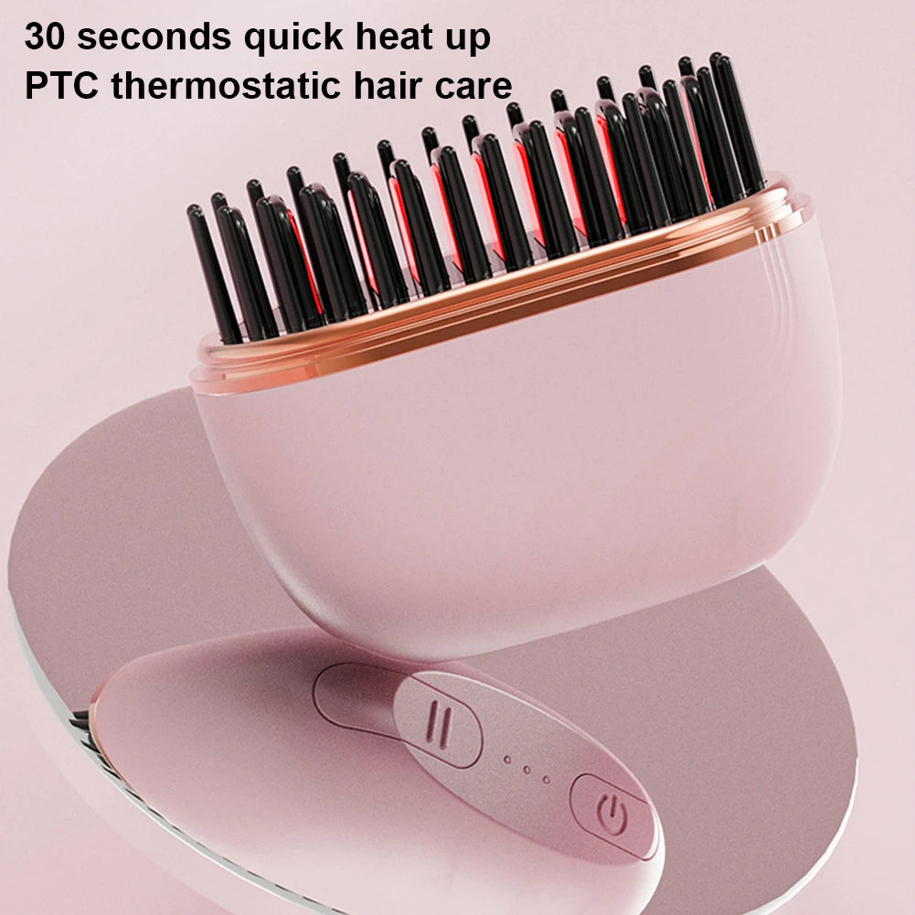 Portable Hair Straightening Comb Wireless Charging 2in1 Hair Styling Tool