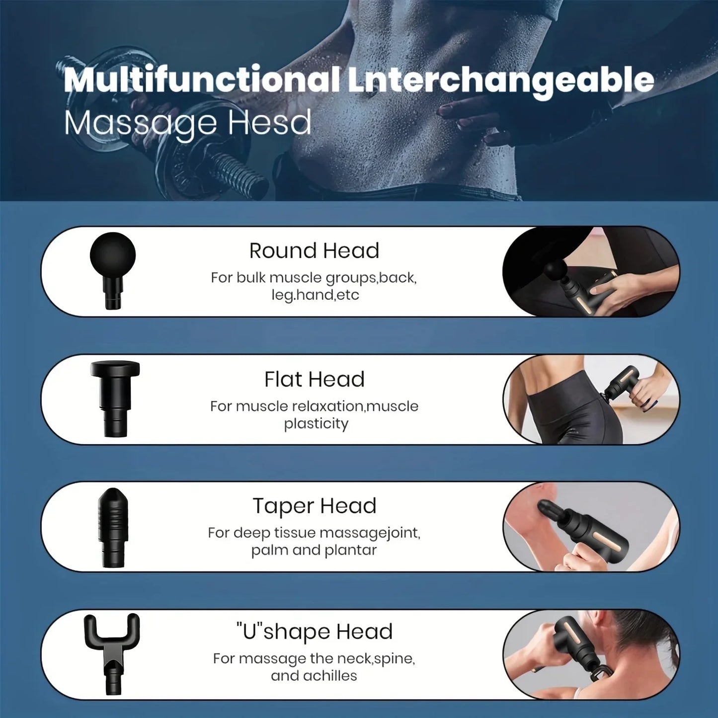 Portable Massage Gun Electric Massager Body Relaxation With LED Touch Screen