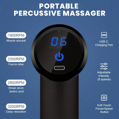 Portable Massage Gun Electric Massager Body Relaxation With LED Touch Screen